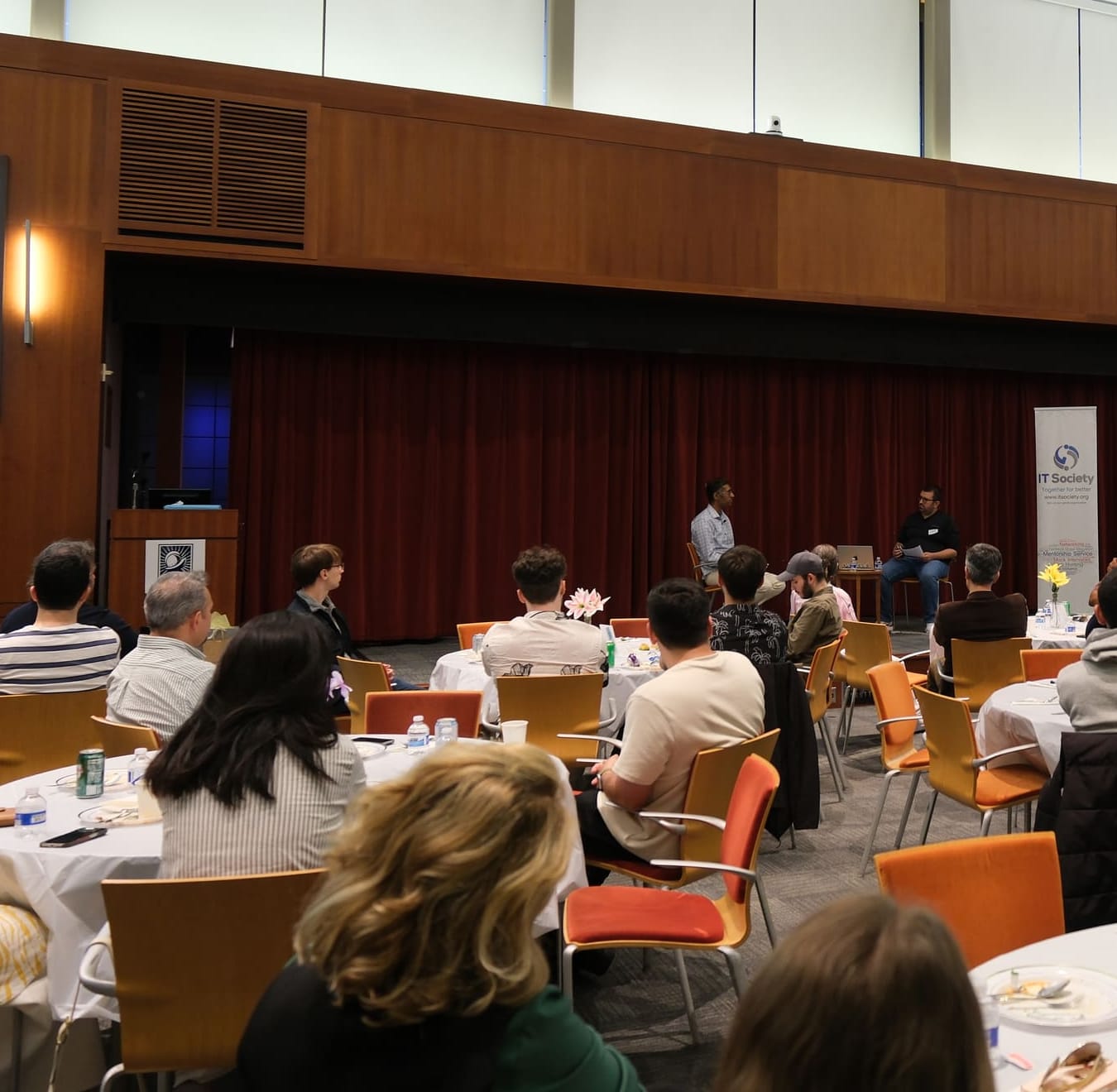 Fireside chat on leading tech in the AI era at an IT Society event